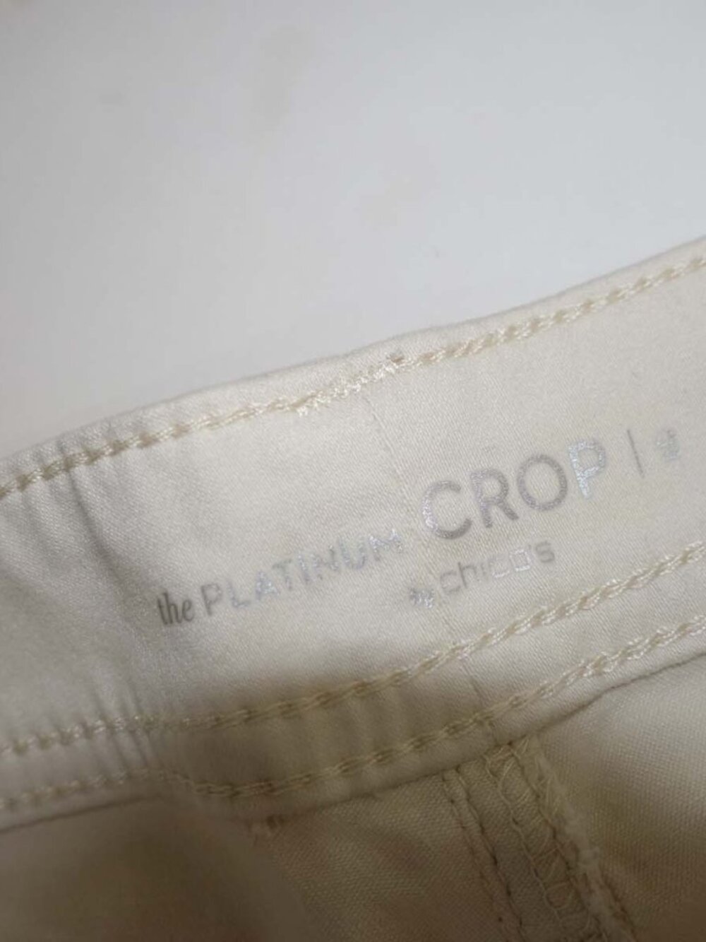 Chico's Womens Platinum Crop Twill Jeans Light Beige Size 2 / 12 High Rise Pants - Picture 3 of 6